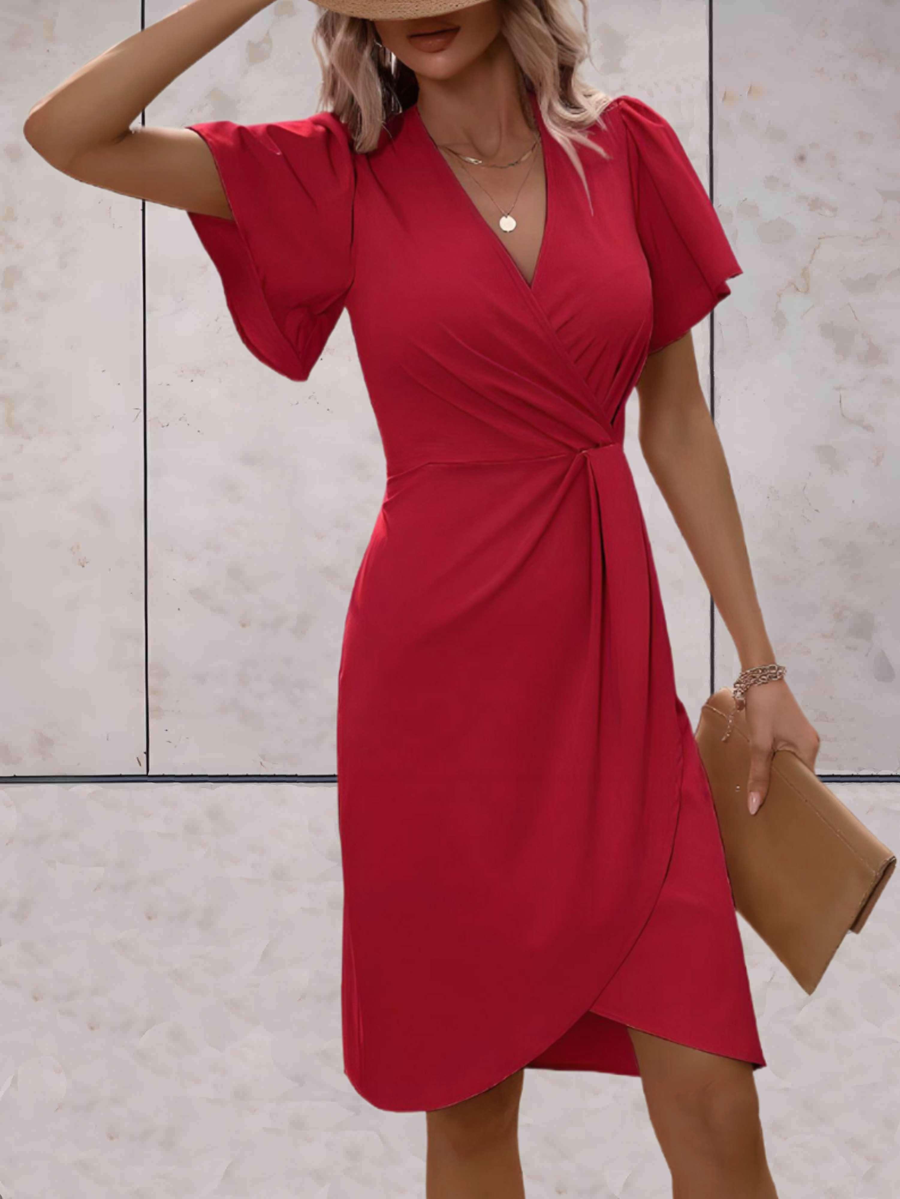 Harper Women’s Wrap Dress – Elegant V-Neck Midi Dress with Flattering Adjustable Fit