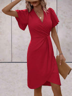 Madelyn Women's Wrap Dress – Elegant V-Neck Midi Dress with Adjustable Tie Waist