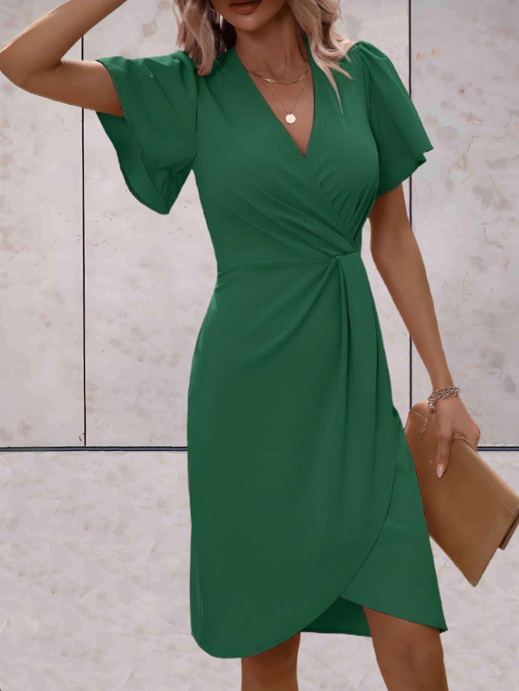 Harper Women’s Wrap Dress – Elegant V-Neck Midi Dress with Flattering Adjustable Fit