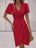 Madelyn Women's Wrap Dress – Elegant V-Neck Midi Dress with Adjustable Tie Waist