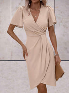 Madelyn Women's Wrap Dress – Elegant V-Neck Midi Dress with Adjustable Tie Waist