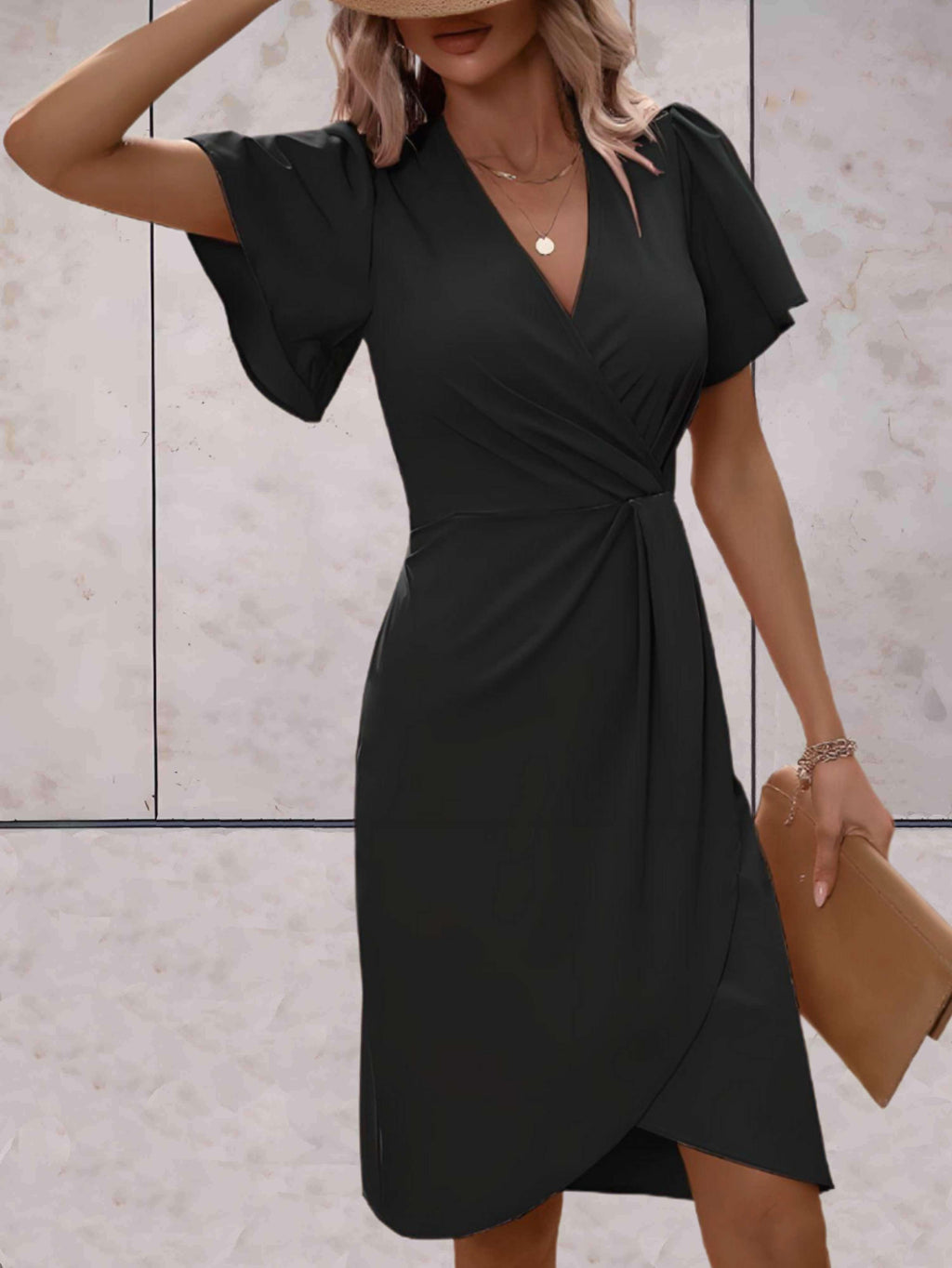 Harper Women’s Wrap Dress – Elegant V-Neck Midi Dress with Flattering Adjustable Fit