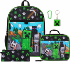 Uma Kids 5-Piece Pixel Adventure School Backpack Set with Lunch Bag and Pencil Case