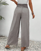 Brielle Women's High-Waisted Wide Leg Pants – Printed Flowy Trousers with Relaxed Fit & Lightweight Comfort