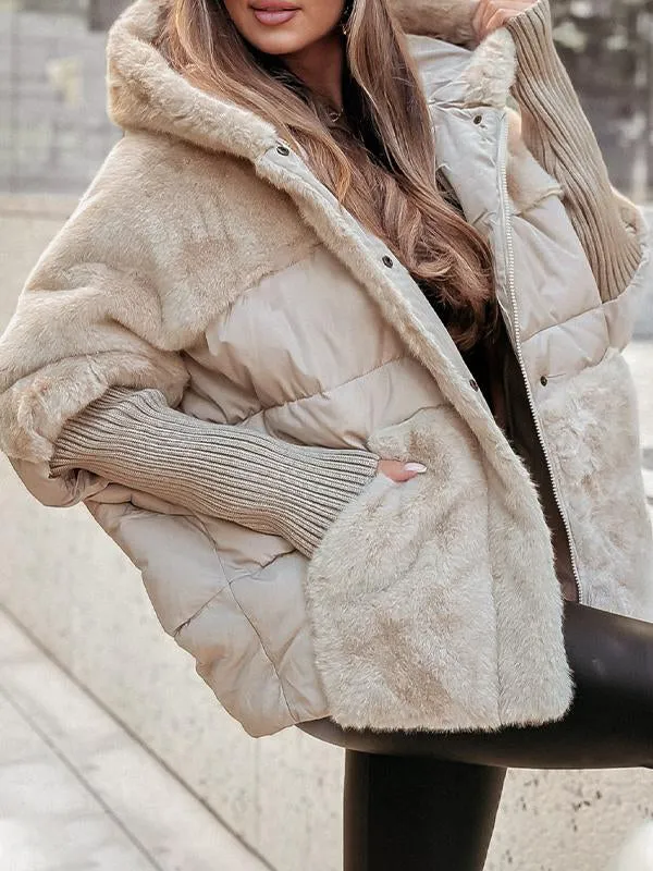 Aurora Women's Colorblock Winter Jacket – Insulated Hooded Coat for Warmth & Everyday Comfort