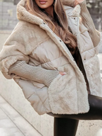 Aurora Women's Colorblock Winter Jacket – Insulated Hooded Coat for Warmth & Everyday Comfort