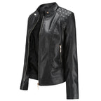 Sienna Women's Genuine Leather Jacket – Stand Collar Moto Jacket with Zip Details & Modern Tailored Fit
