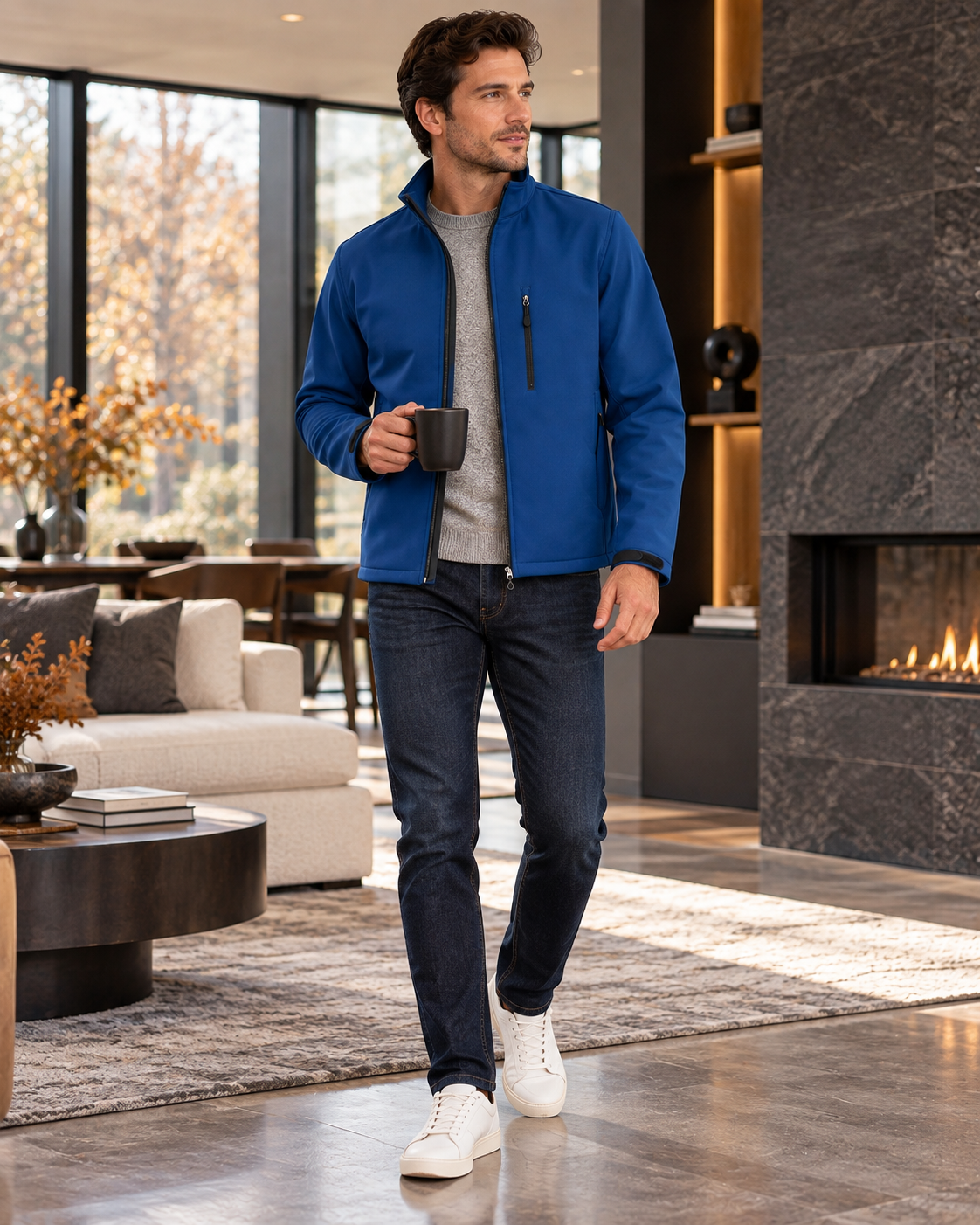 Ulric Men's Softshell Water-Resistant Jacket – Fleece Backing and Zippered Pockets