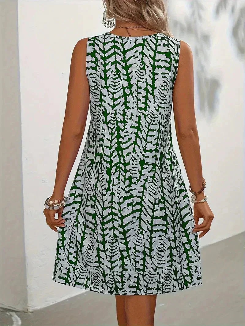 Chloe Women's Printed Mini Dress – Sleeveless Summer Dress with Lightweight Breathable Fabric