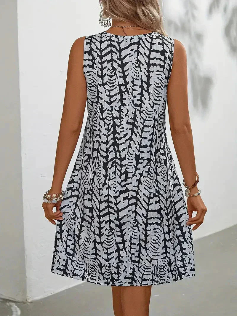 Hannie Women’s Mini Summer Dress – Sleeveless Printed Beach Dress with Lightweight Fit