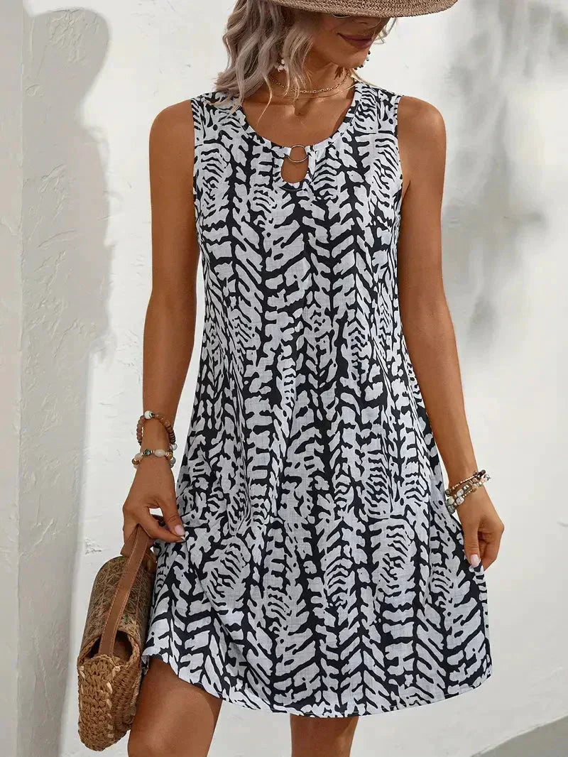 Hannie Women’s Mini Summer Dress – Sleeveless Printed Beach Dress with Lightweight Fit