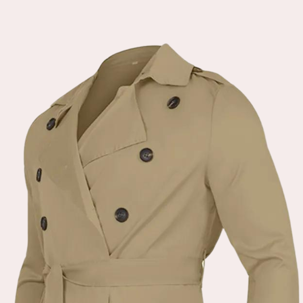 Neil Men's Trench Coat – Long Water-Resistant Coat with a Classic Cut & Refined Style