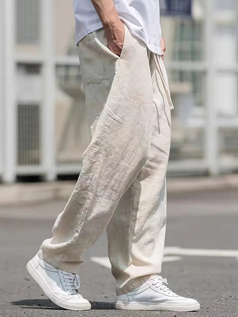 Pantalon en Lin pour Homme Liam – Pantalon Estival Ample avec Confort Respirant & Design Durable