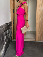 Aliya Women’s Wide Leg Jumpsuit – Sleeveless Casual Playsuit with Shirt Collar