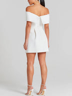 Haziel Women’s Skater Dress – Elegant Sleeveless Boat Neck Cocktail Mini Dress
