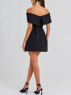 Genevieve Women's Fit & Flare Cocktail Dress – Sleeveless Boat Neck Dress with Waist Belt