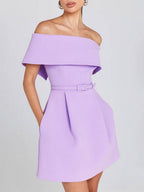 Haziel Women’s Skater Dress – Elegant Sleeveless Boat Neck Cocktail Mini Dress