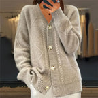 Ewan Women's Cardigan – Gentle Cashmere Button-Front Sweater with Sophisticated Full-Length Sleeves