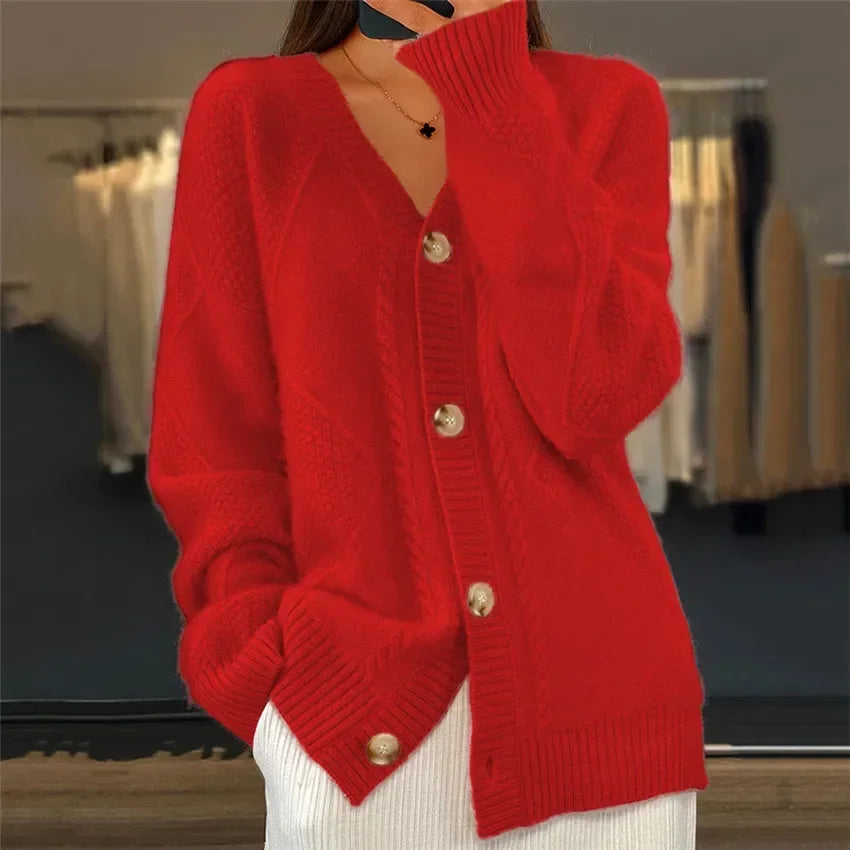 Ewan Women's Cardigan – Gentle Cashmere Button-Front Sweater with Sophisticated Full-Length Sleeves