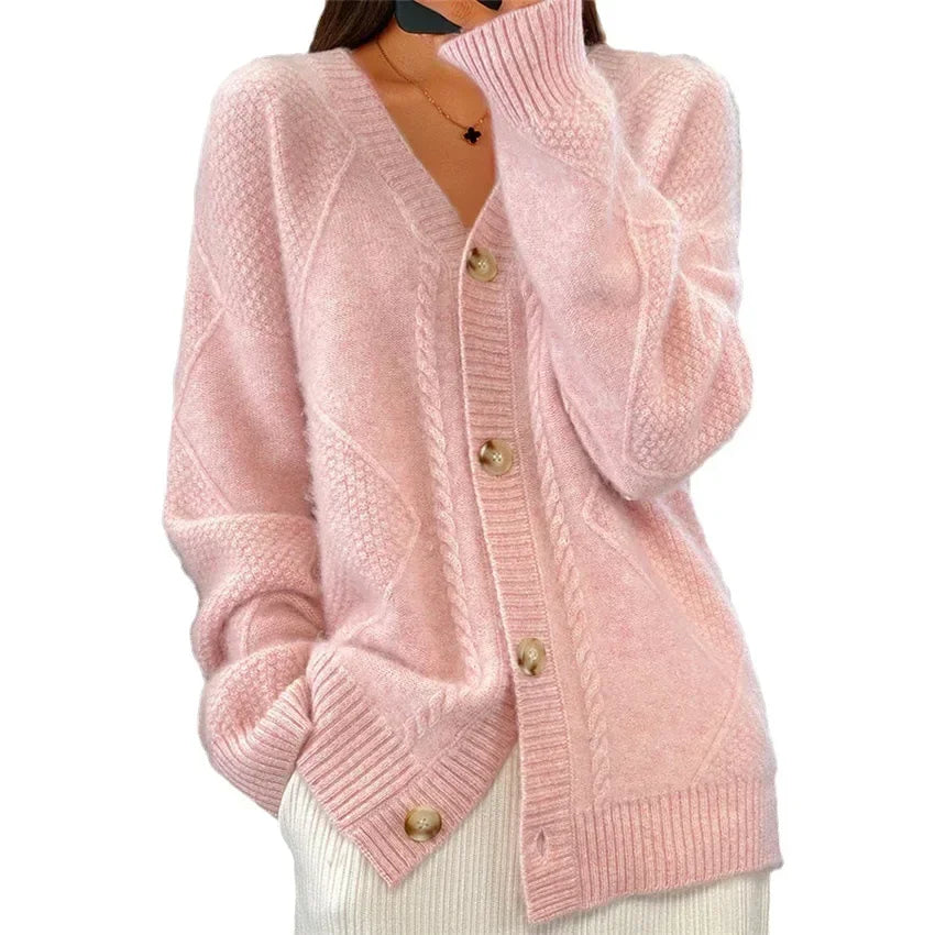 Ewan Women's Cardigan – Gentle Cashmere Button-Front Sweater with Sophisticated Full-Length Sleeves