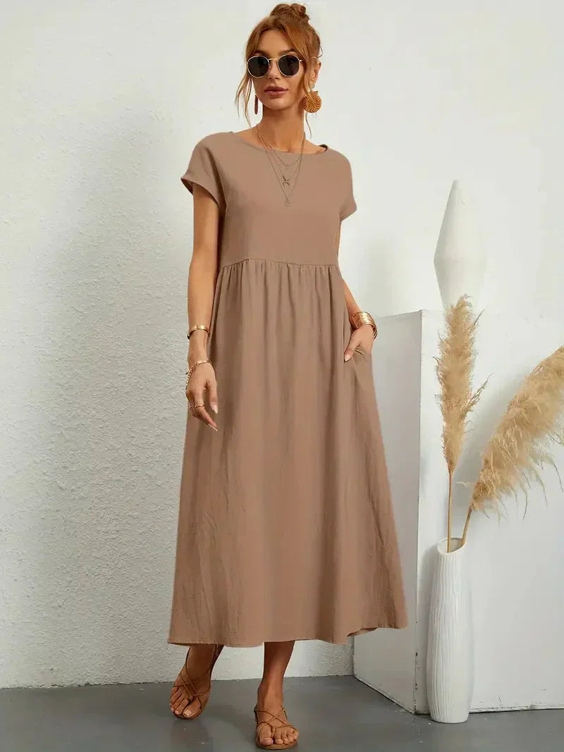 Savannah Women's Maxi Summer Dress – Lightweight Cotton Blend Dress with Flowy Elegant Fit