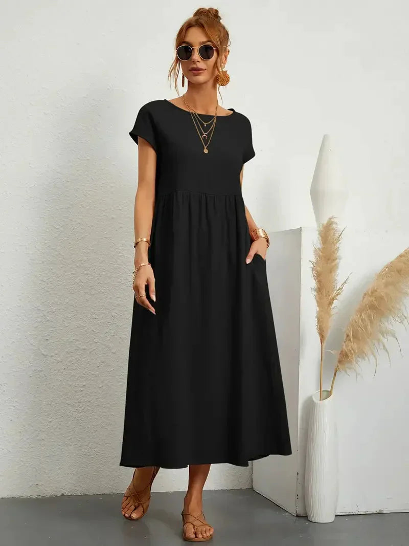Savannah Women's Maxi Summer Dress – Lightweight Cotton Blend Dress with Flowy Elegant Fit