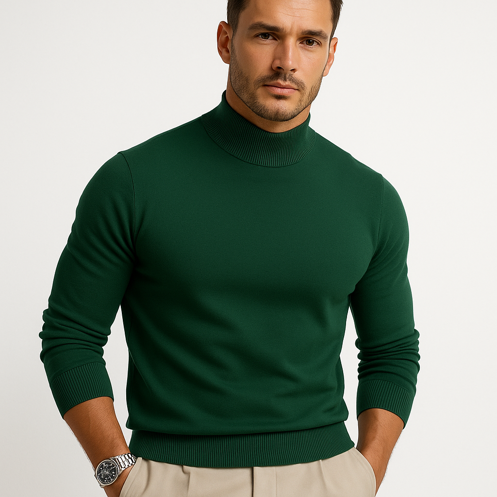 Luca Men's Premium Knit Turtleneck Sweater – Soft Modern Pullover for Everyday Elegance