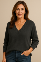 Molly Women's V-Neckline Cashmere Sweater – 100% Premium Cashmere in a Gentle, Insulating, Timeless Fit