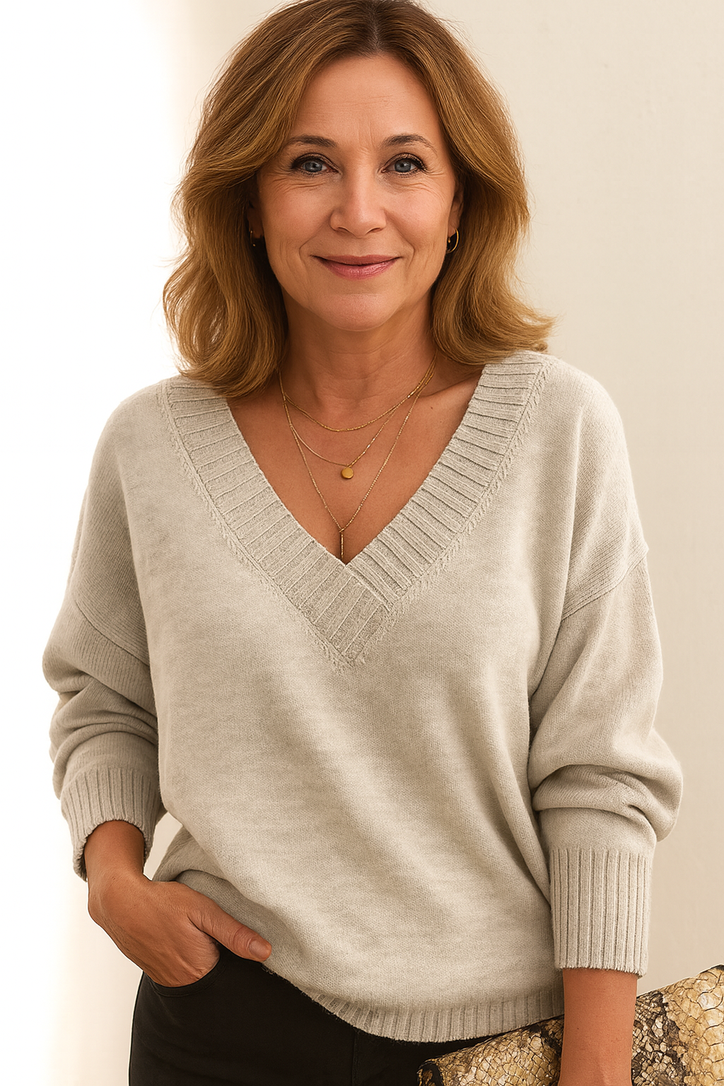 Molly Women's V-Neckline Cashmere Sweater – 100% Premium Cashmere in a Gentle, Insulating, Timeless Fit