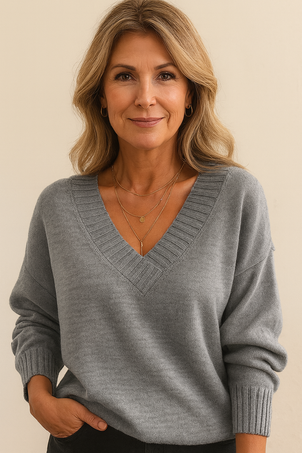 Molly Women's V-Neckline Cashmere Sweater – 100% Premium Cashmere in a Gentle, Insulating, Timeless Fit