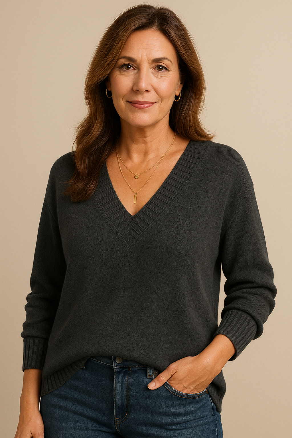 Molly Women's V-Neckline Cashmere Sweater – 100% Premium Cashmere in a Gentle, Insulating, Timeless Fit