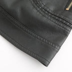 Janiyah Women’s Leather Jacket – Elegant Zip-Up Coat with Chic High Collar
