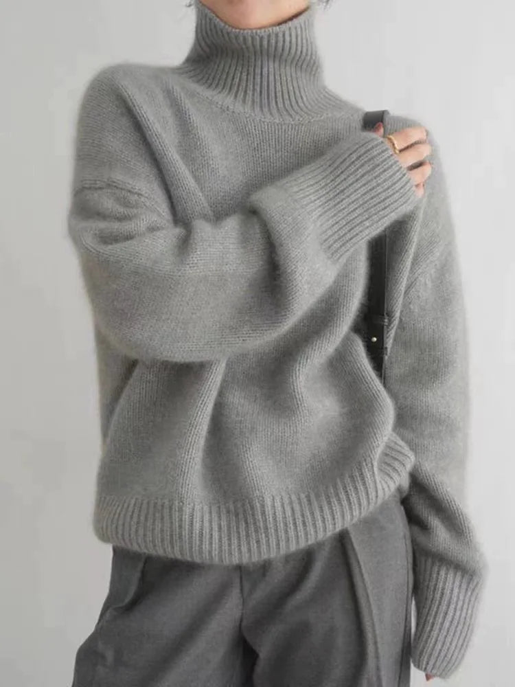 Celeste Women's Wool Turtleneck Sweater – Soft Knit Pullover with Timeless Winter Elegance