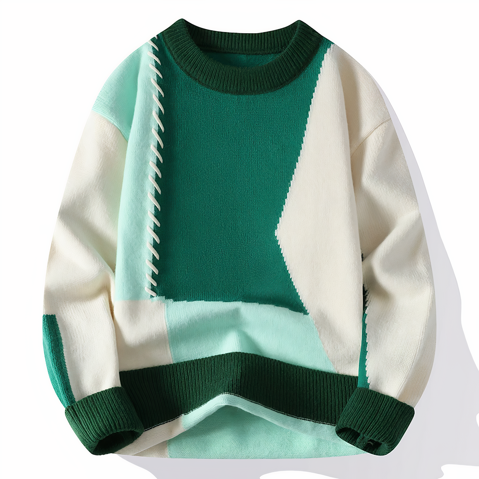 Dave Men’s Patchwork Sweater – Warm Casual Knit Jumper for Autumn & Winter Style