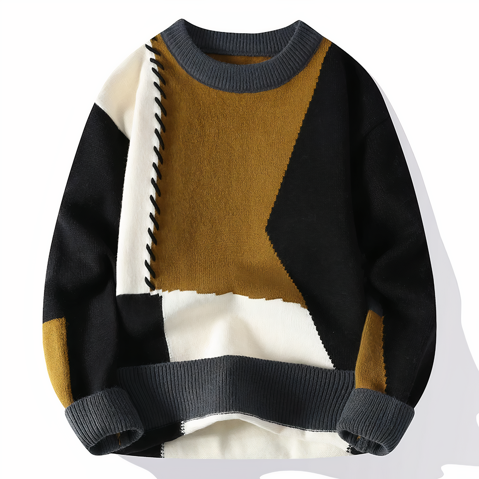 Henrik Men's Patchwork Sweater – Soft Warm Knit Sweater for Autumn & Winter