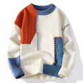 Dave Men’s Patchwork Sweater – Warm Casual Knit Jumper for Autumn & Winter Style
