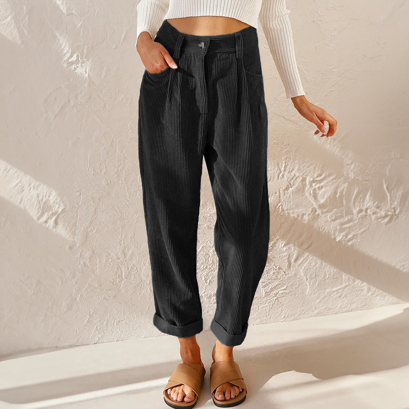 Colette Women's Corduroy Wide-Leg Pants – High-Waisted Relaxed Trousers for Everyday Comfort