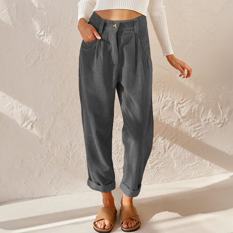 Colette Women's Corduroy Wide-Leg Pants – High-Waisted Relaxed Trousers for Everyday Comfort