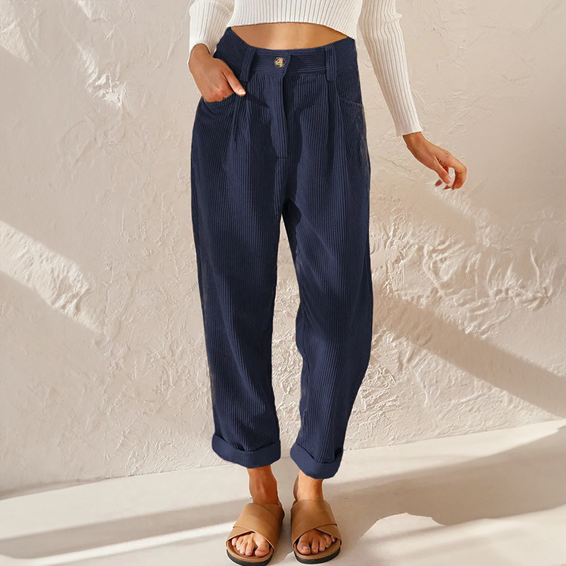 Colette Women's Corduroy Wide-Leg Pants – High-Waisted Relaxed Trousers for Everyday Comfort