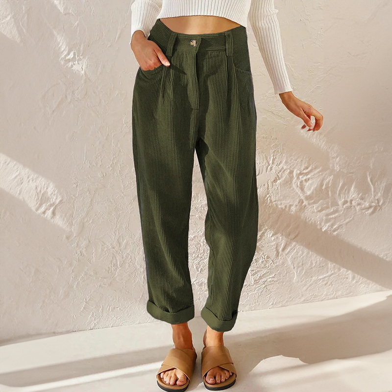 Colette Women's Corduroy Wide-Leg Pants – High-Waisted Relaxed Trousers for Everyday Comfort