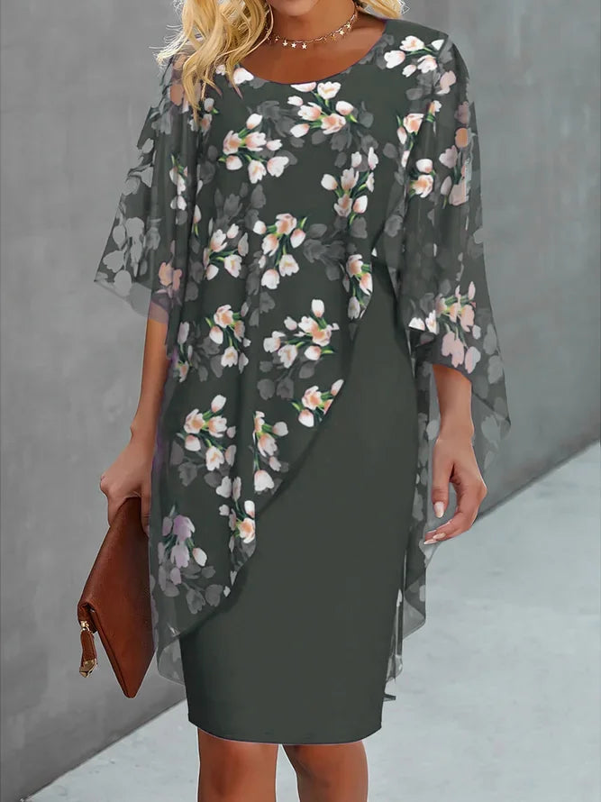 Rosalie Women's Floral Chiffon Dress – Lightweight Elegant Dress with Flowy Feminine Silhouette
