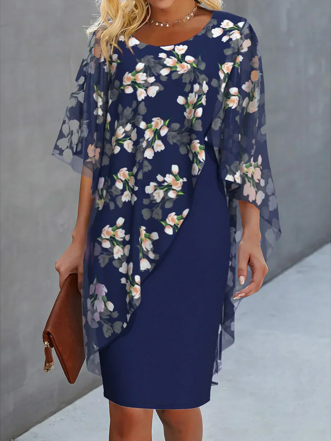 Rosalie Women's Floral Chiffon Dress – Lightweight Elegant Dress with Flowy Feminine Silhouette
