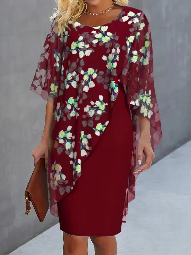 Rosalie Women's Floral Chiffon Dress – Lightweight Elegant Dress with Flowy Feminine Silhouette