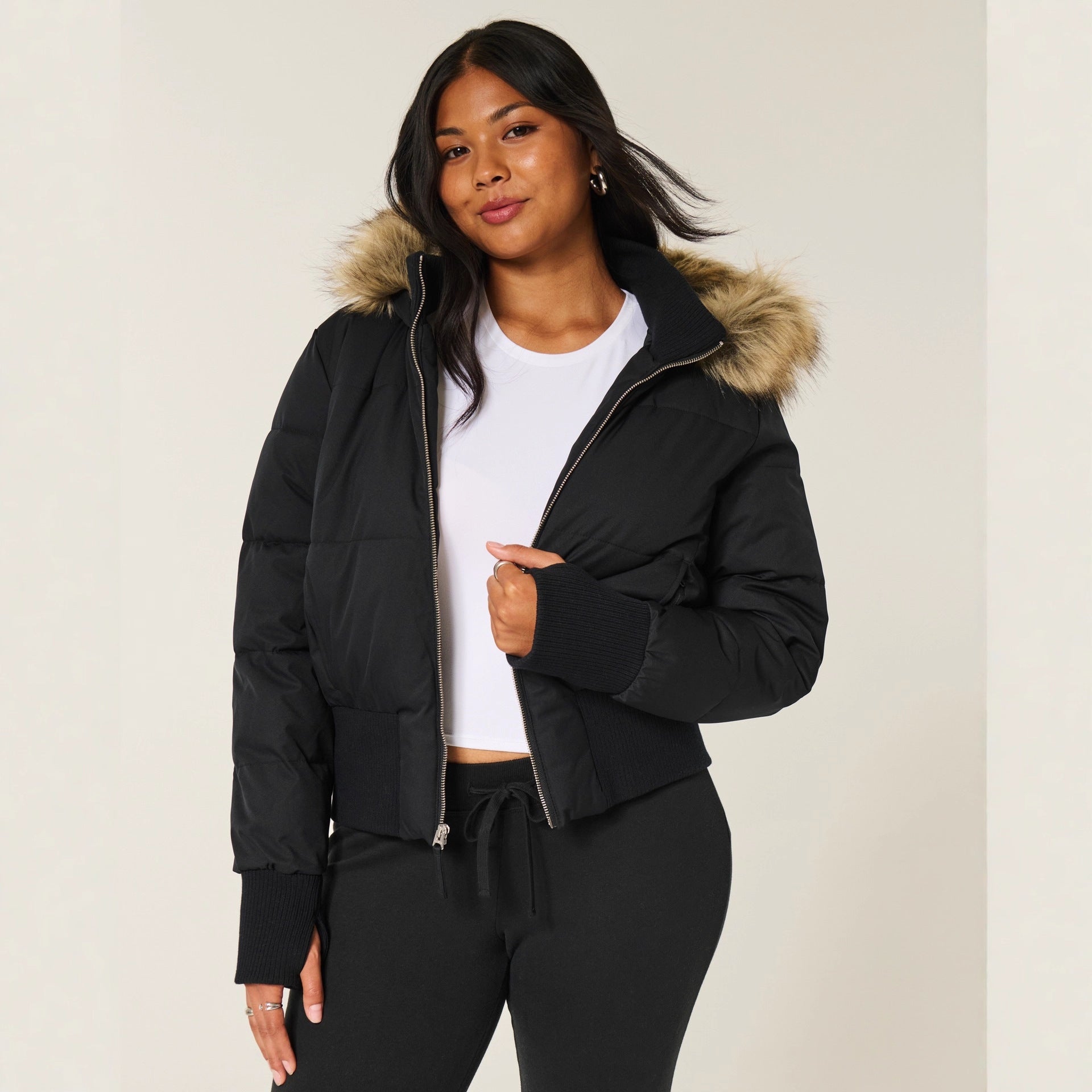 Rosaline Women's Winter Jacket – Warm Hooded Coat with Removable Faux Fur Trim