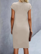 Mylene Women’s Midi Dress – Elegant Round Neck Dress with Flattering Modern Fit