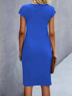 Mylene Women’s Midi Dress – Elegant Round Neck Dress with Flattering Modern Fit