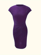 Genevieve Women's Midi Dress – Elegant Round Neck Dress with Flattering Silhouette & Timeless Style