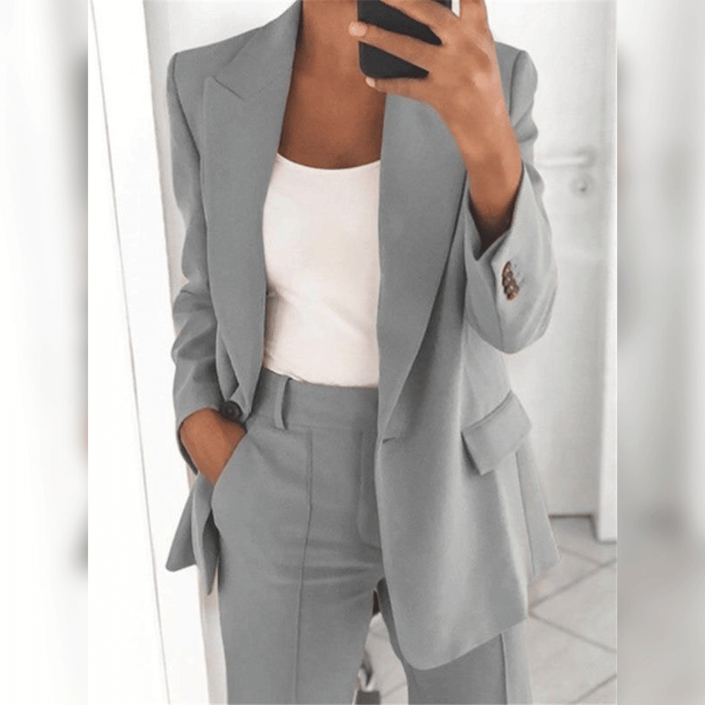 Danica Women's 2-Piece Suit Set – Elegant Tailored Blazer and Trousers Set