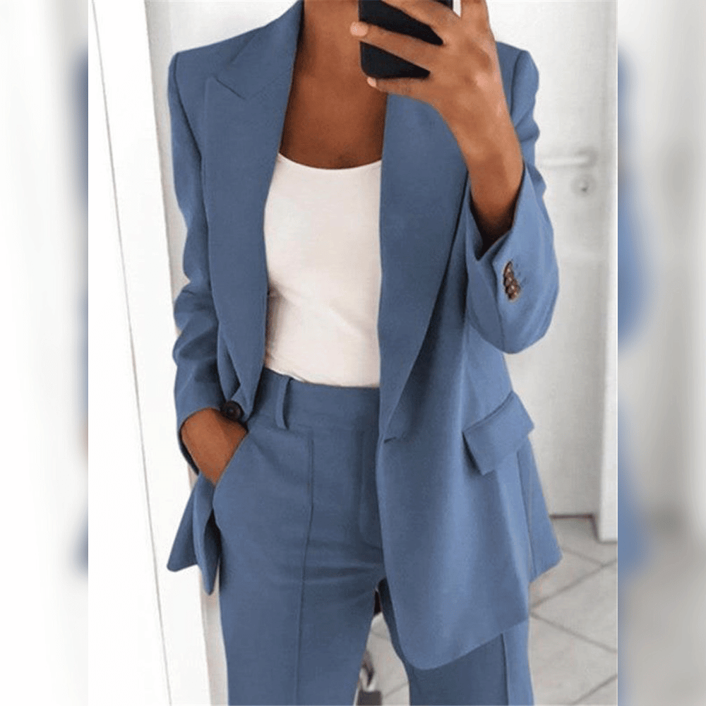 Danica Women's 2-Piece Suit Set – Elegant Tailored Blazer and Trousers Set