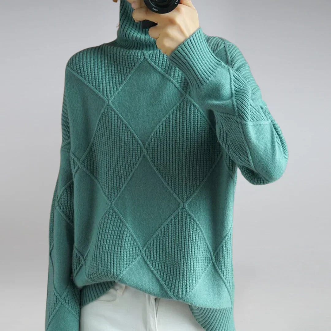 Lydia Women’s Cashmere Turtleneck Sweater – Soft Warm Knit Jumper for Winter Style